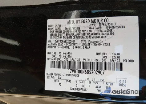 2008 Ford Mustang V6 Deluxe/V6 Premium from USA, damaged, VIN 1ZVHT80N685202907